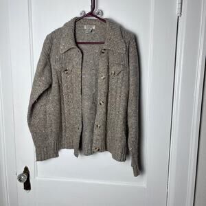Vintage Gallagher Brown Angora Wool Blend Button Cardigan Sweater Cottagecore S